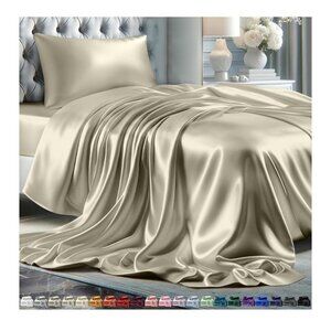 Luxury Satin Bed Sheet Set With 15" Extra Deep Pocket For Flawless‎ Fit